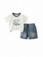 Graphic Tee & Denim Shorts Boy's Set