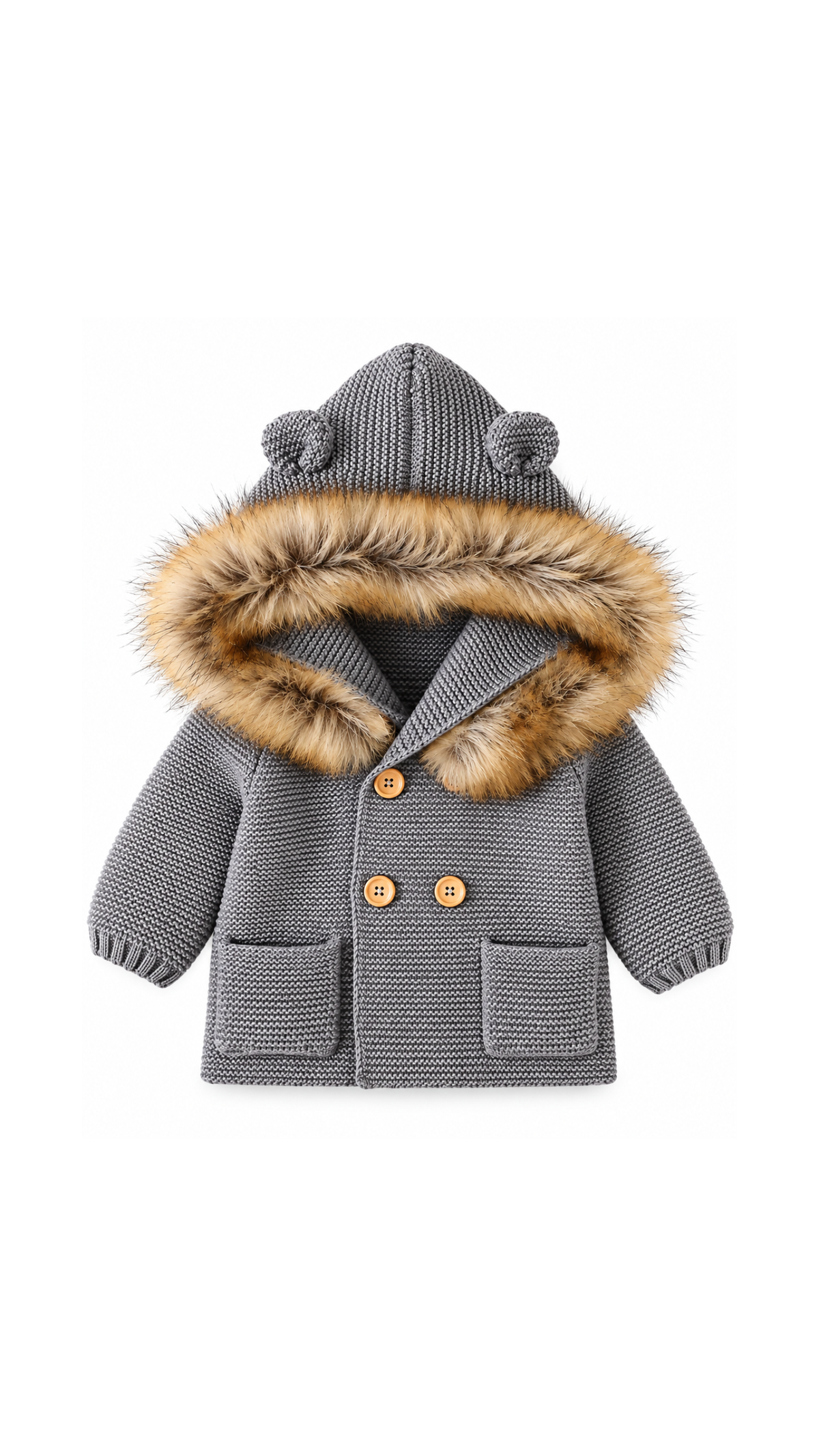 Baby Faux Fur Hooded Knit Coat Boy's coats