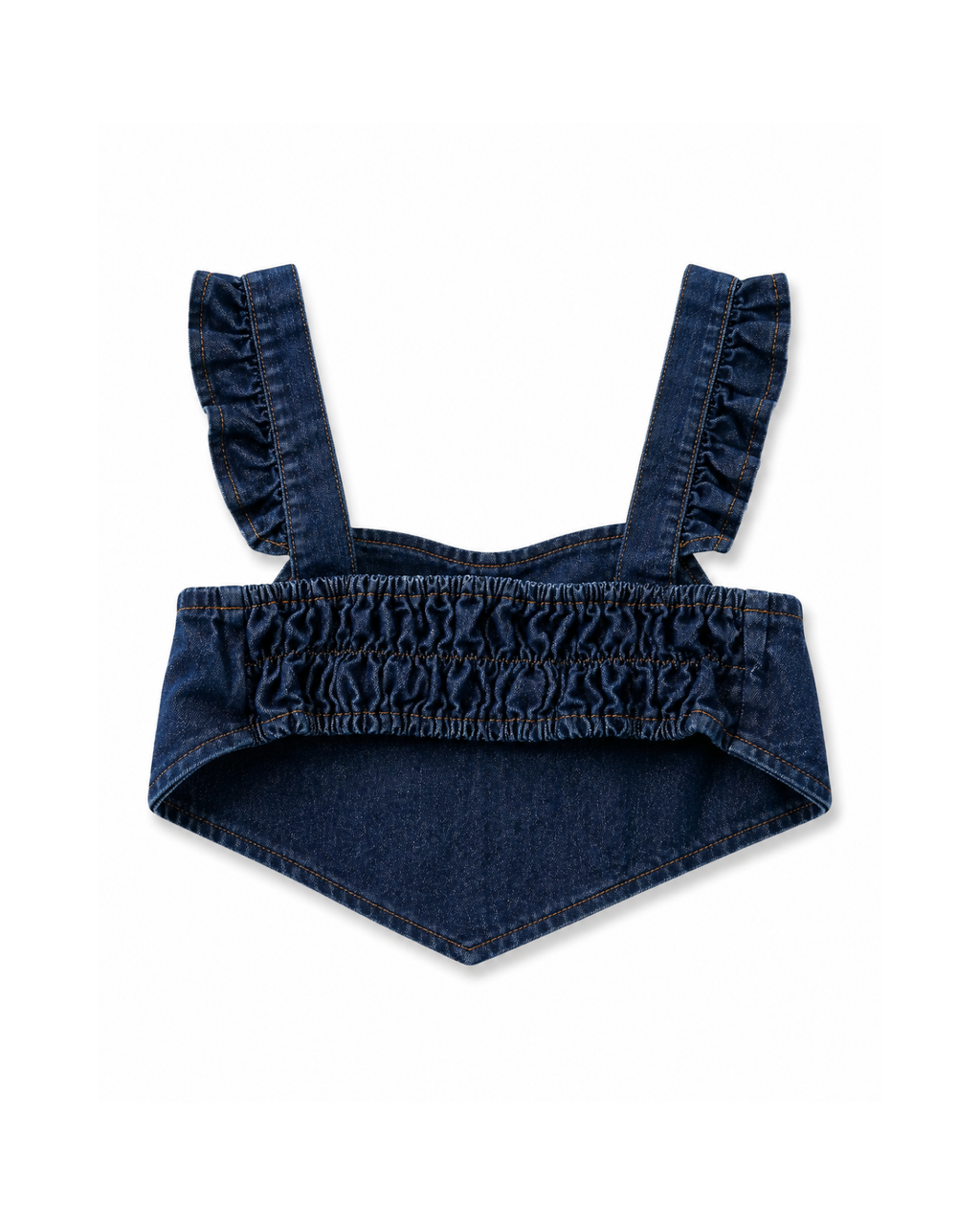 Ruffle-Strap Denim Top & Pleated Skirt Girl's Set