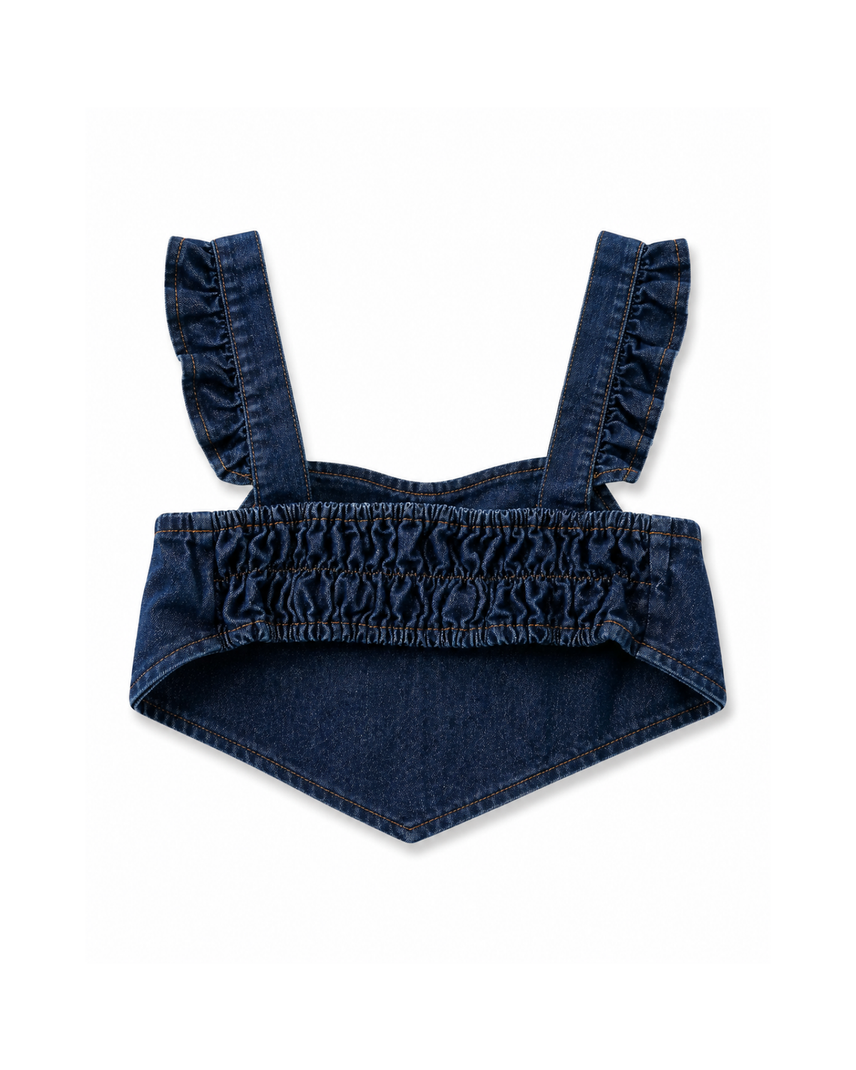 Ruffle-Strap Denim Top & Pleated Skirt Girl's Set