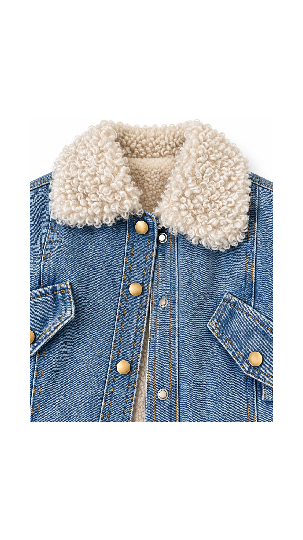 Faux-Fur Trim Belted Denim Girl's Coat