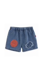 Bear Pocket T-Shirt & Patchwork Denim Shorts Boy's Set