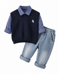Preppy Checkered Shirt & Knit Vest Boy's Set