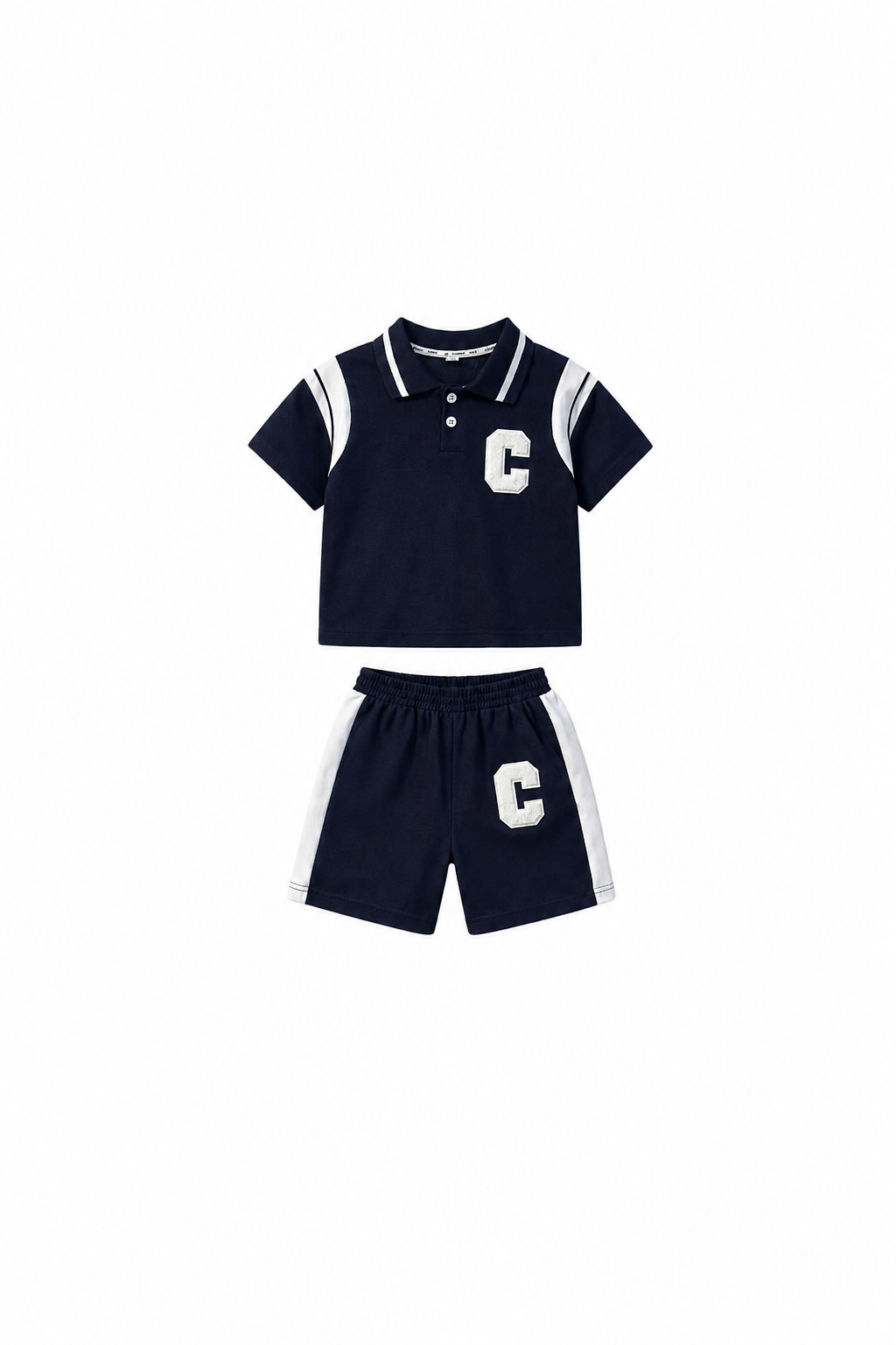 Letter-Patch Polo Shirt & Shorts Boy's Set