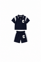 Letter-Patch Polo Shirt & Shorts Boy's Set