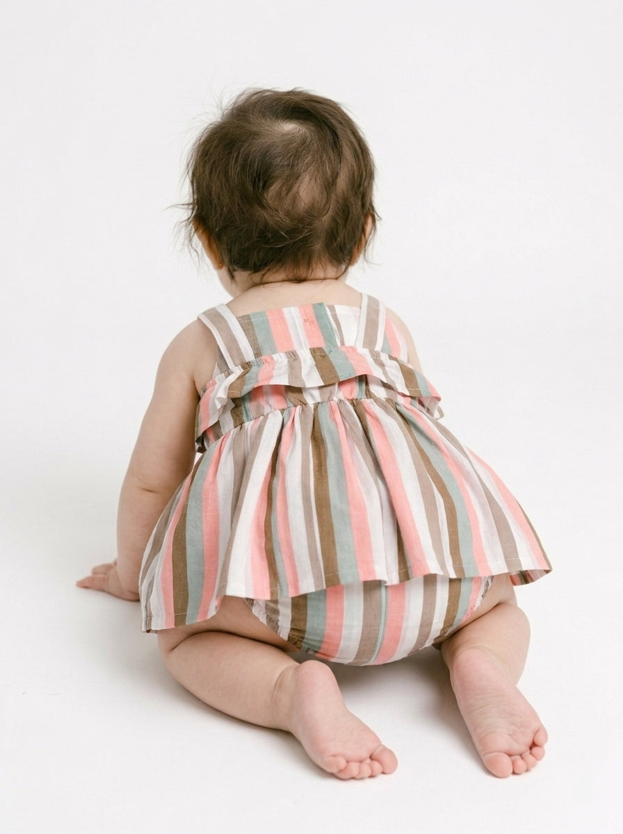 Baby Girls’ Striped Ruffle Dress Set