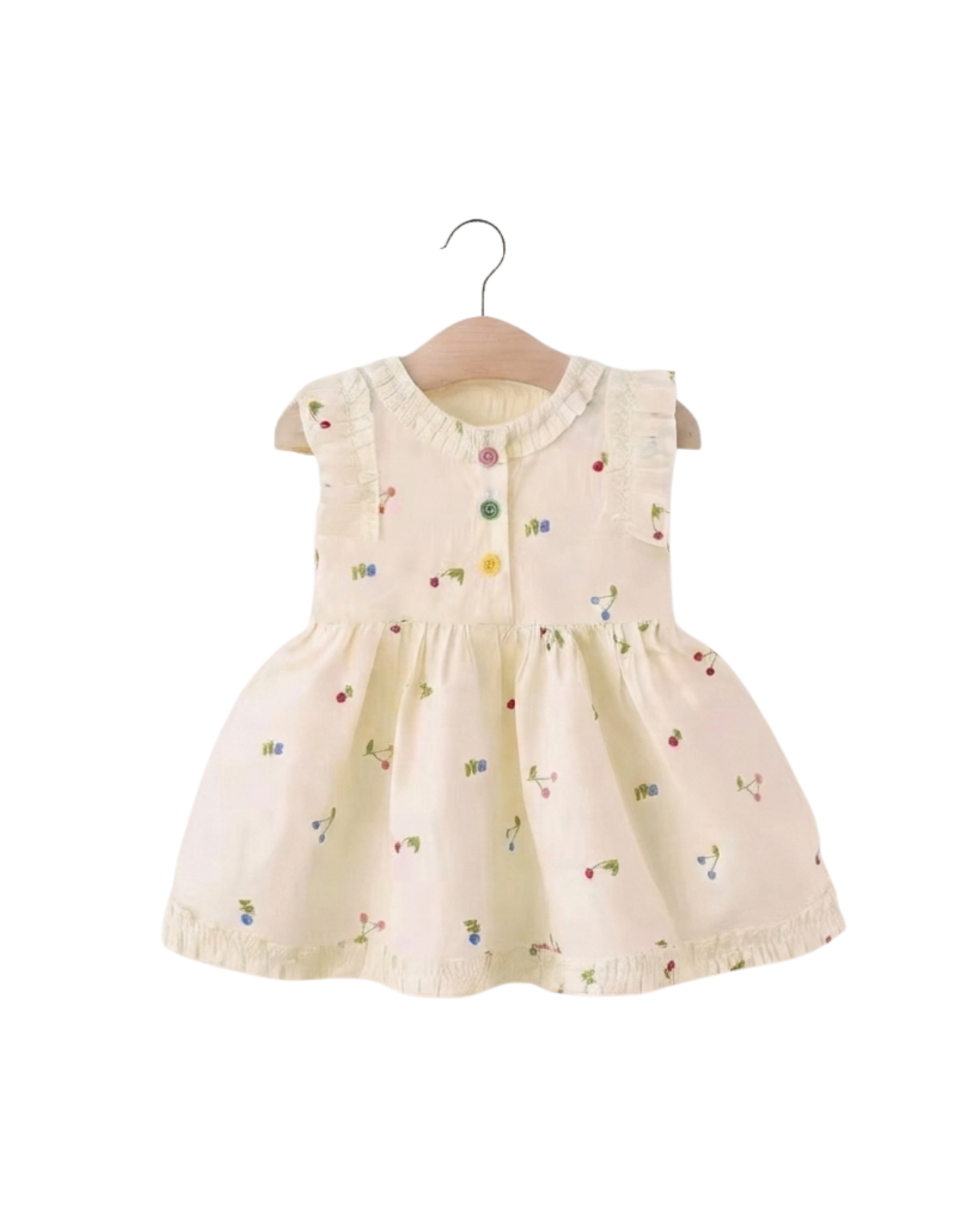 Cherry Embroidered Cotton Princess Dress