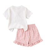 Floral Ruffle Shorts & Textured Girl's Set