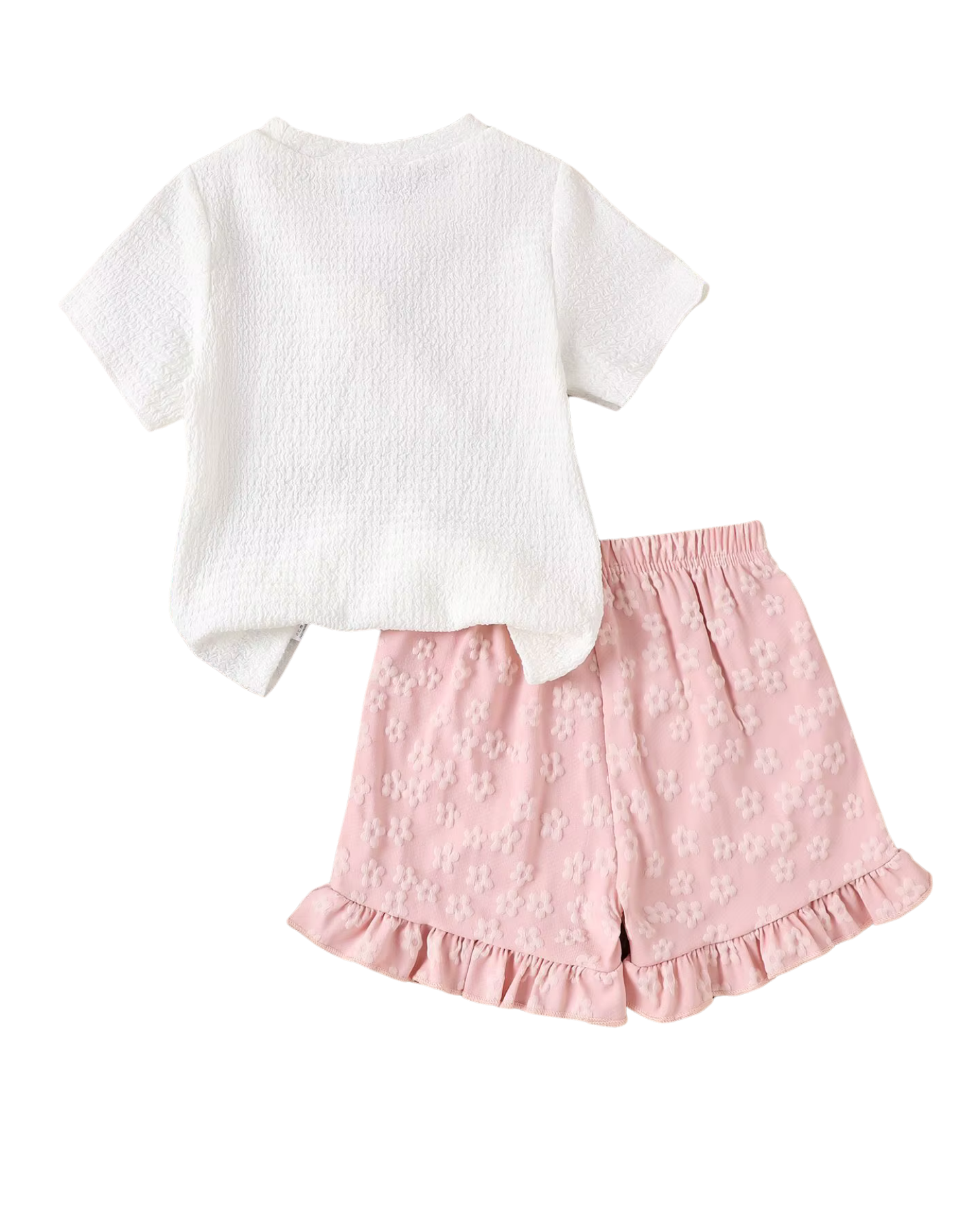 Floral Ruffle Shorts & Textured Girl's Set
