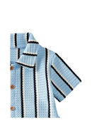 Coastal Stripe Camp Collar Boy's Set
