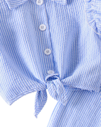 Striped Ruffle-Sleeve Shirt & Pant Girl's Set