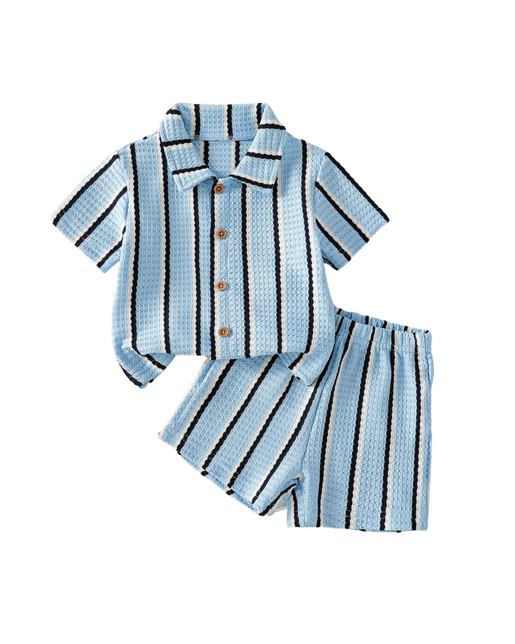 Coastal Stripe Camp Collar Boy's Set
