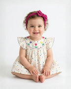 Polka Dot Floral Embroidered Soft Cotton Dress