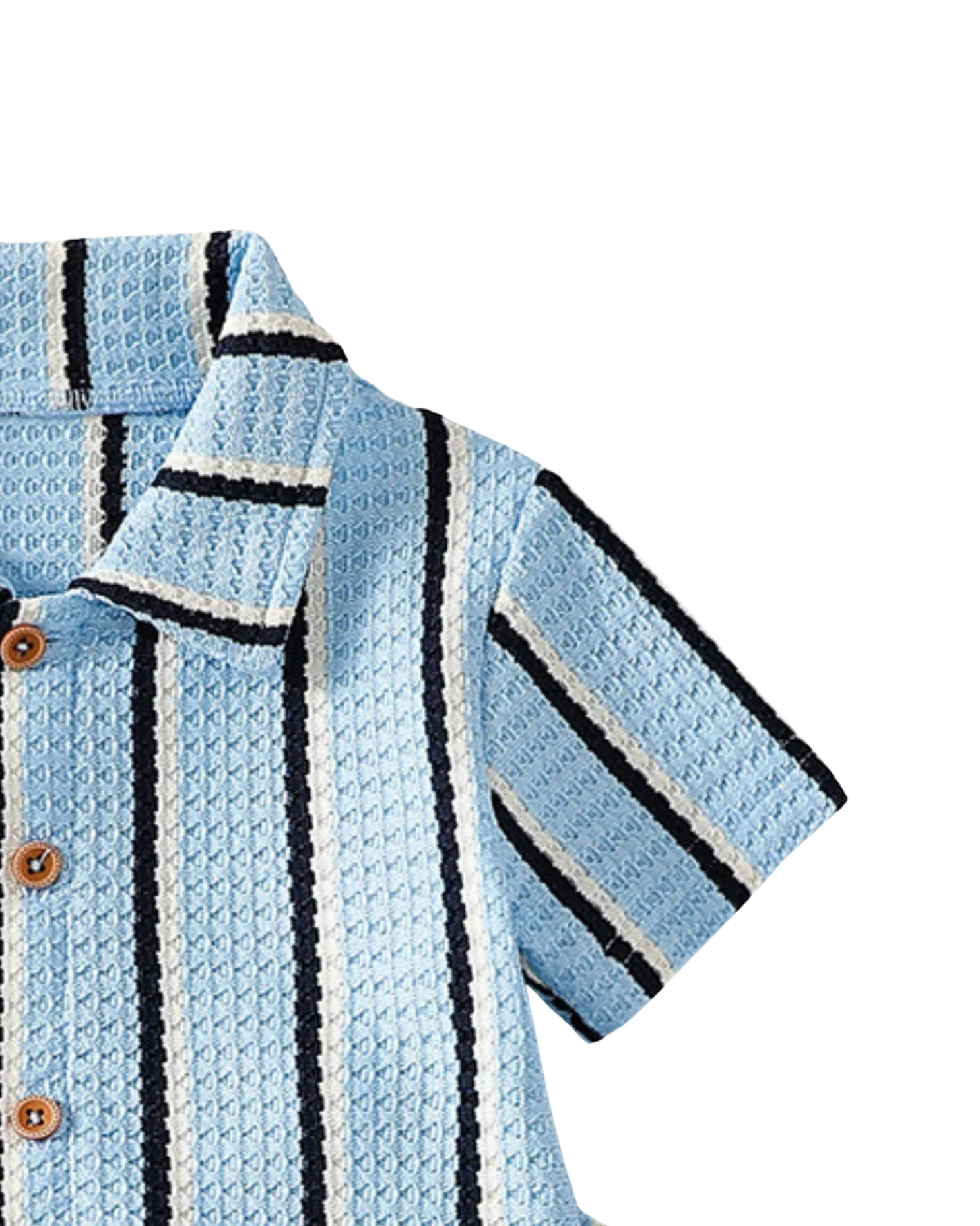 Coastal Stripe Camp Collar Boy's Set