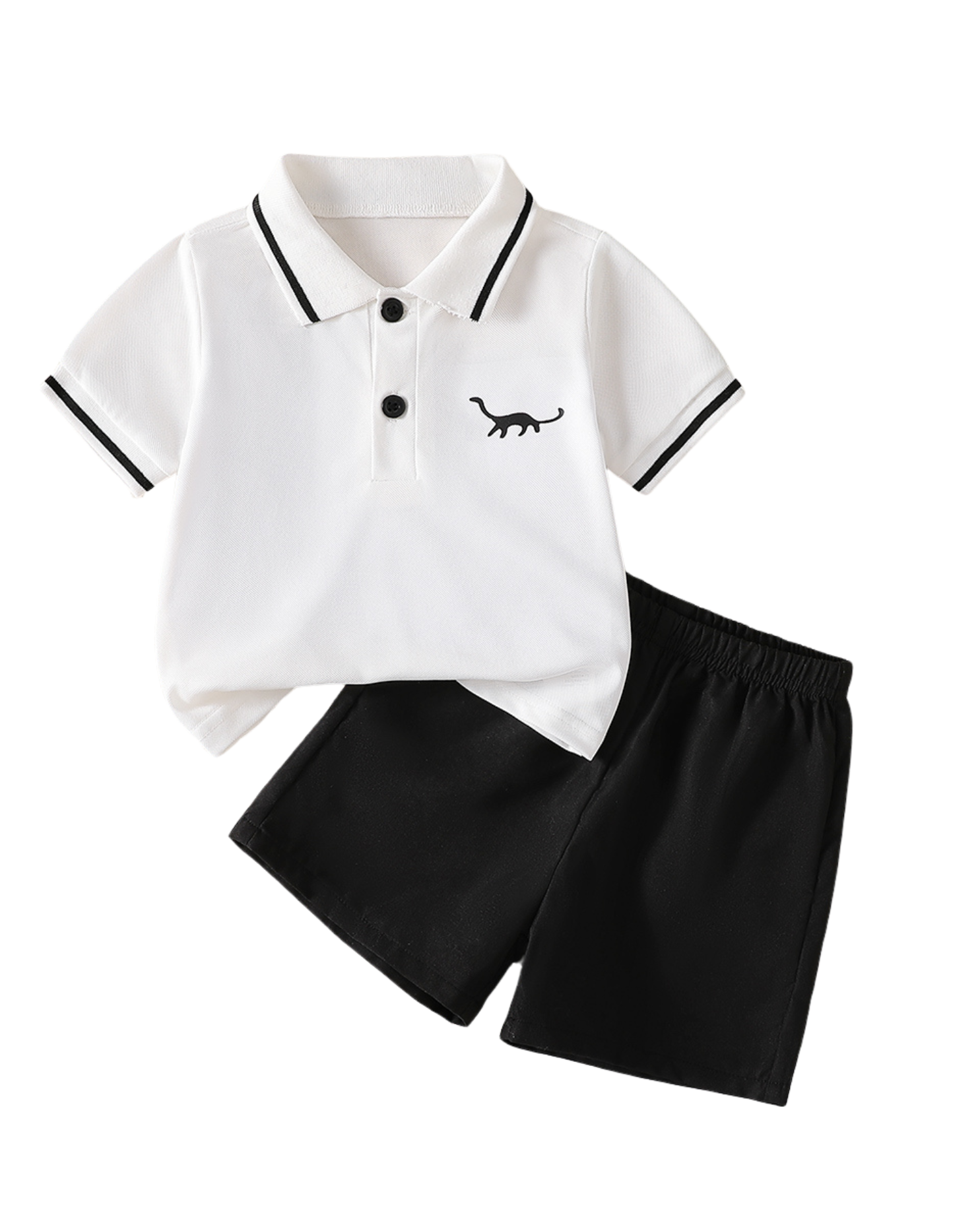 Playful Dino Polo & Shorts Boy's Set