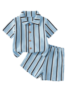 Coastal Stripe Camp Collar Boy's Set