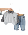 Preppy Checkered Shirt & Knit Vest Boy's Set