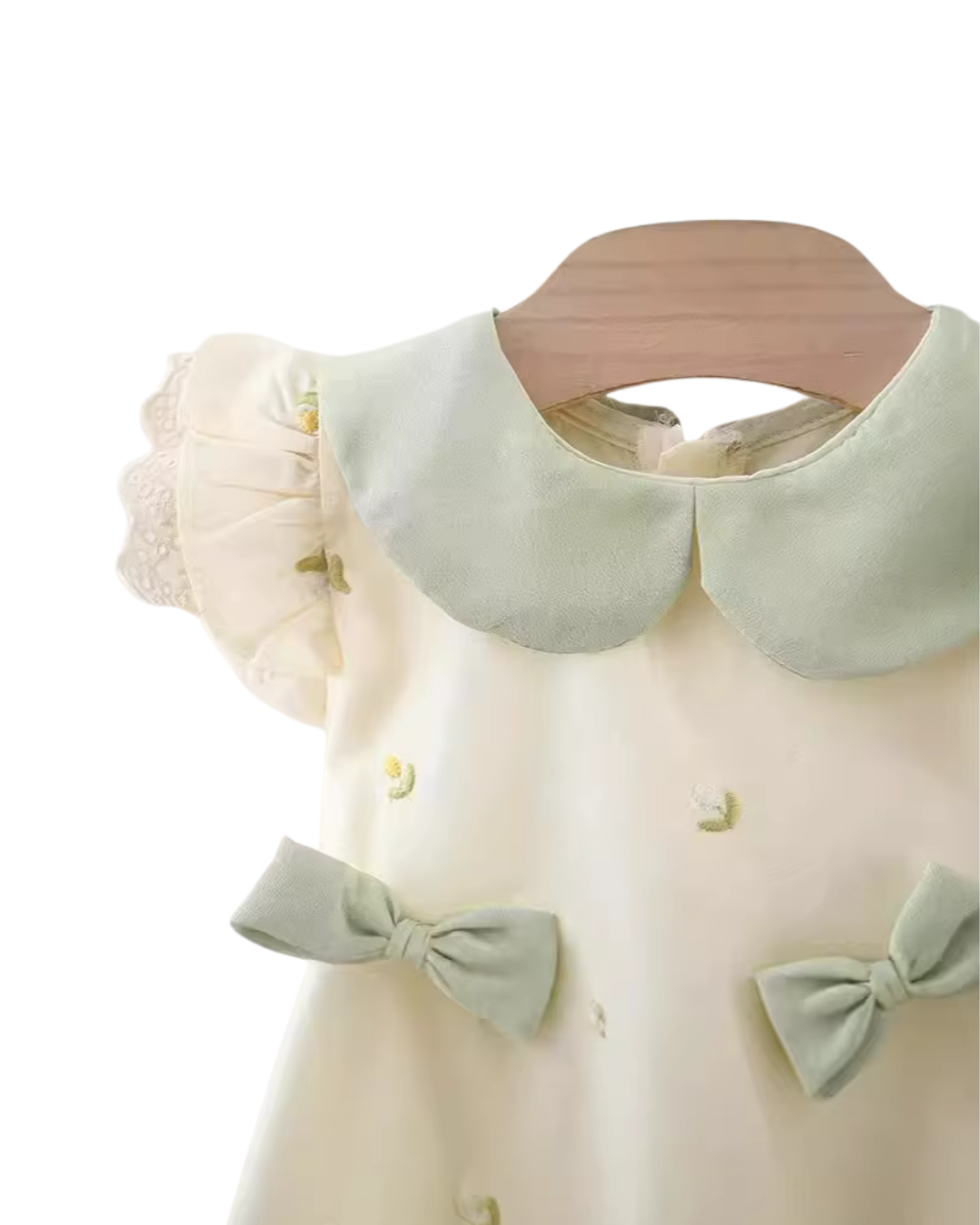 Floral Embroidered Bow A-Line Dress