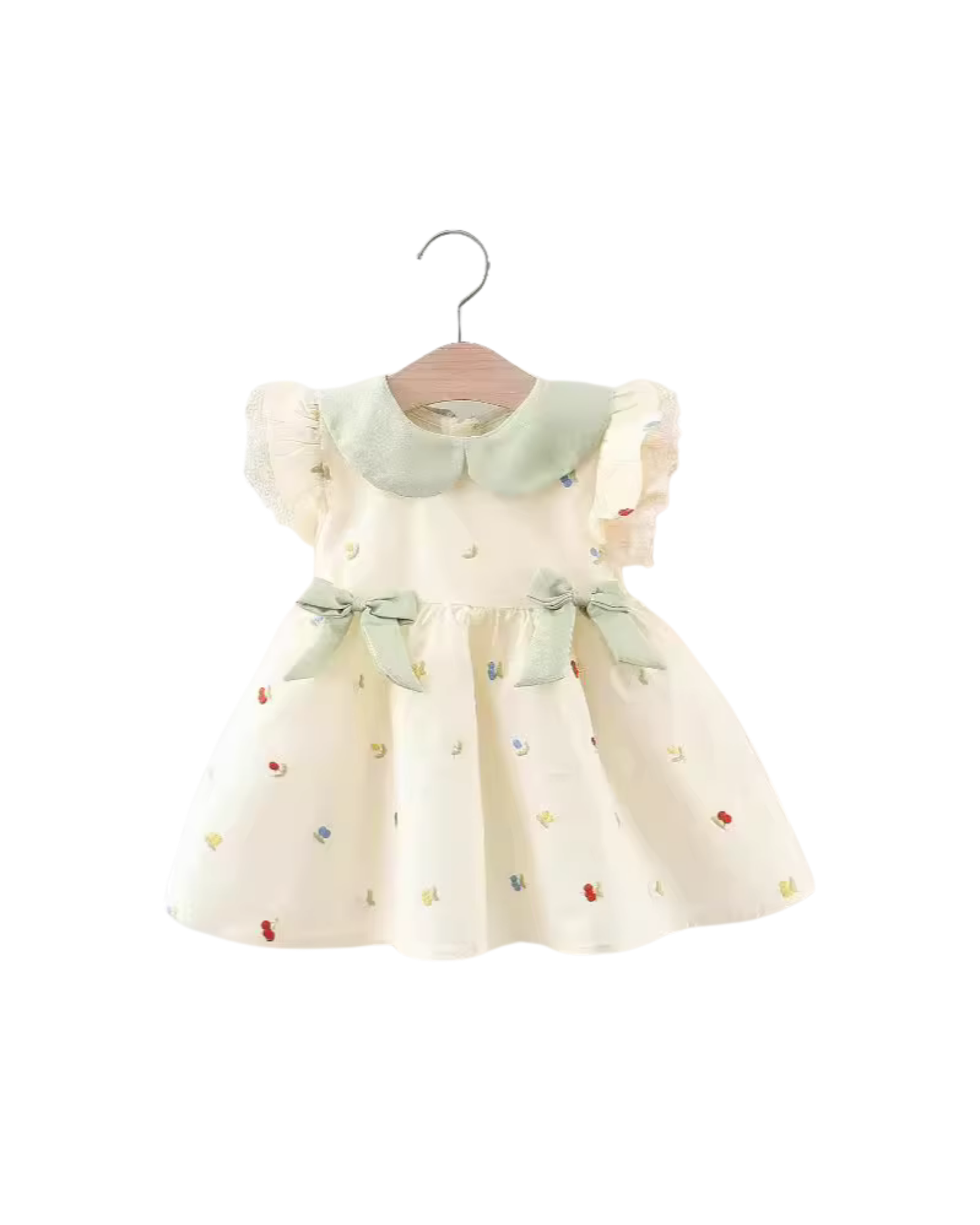 Floral Embroidered Bow A-Line Dress