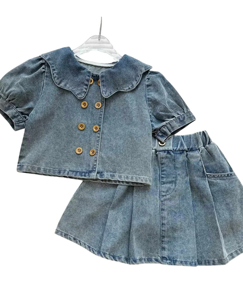 Button-Down Shirt & Skirt Denim Girl's Set