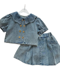 Button-Down Shirt & Skirt Denim Girl's Set