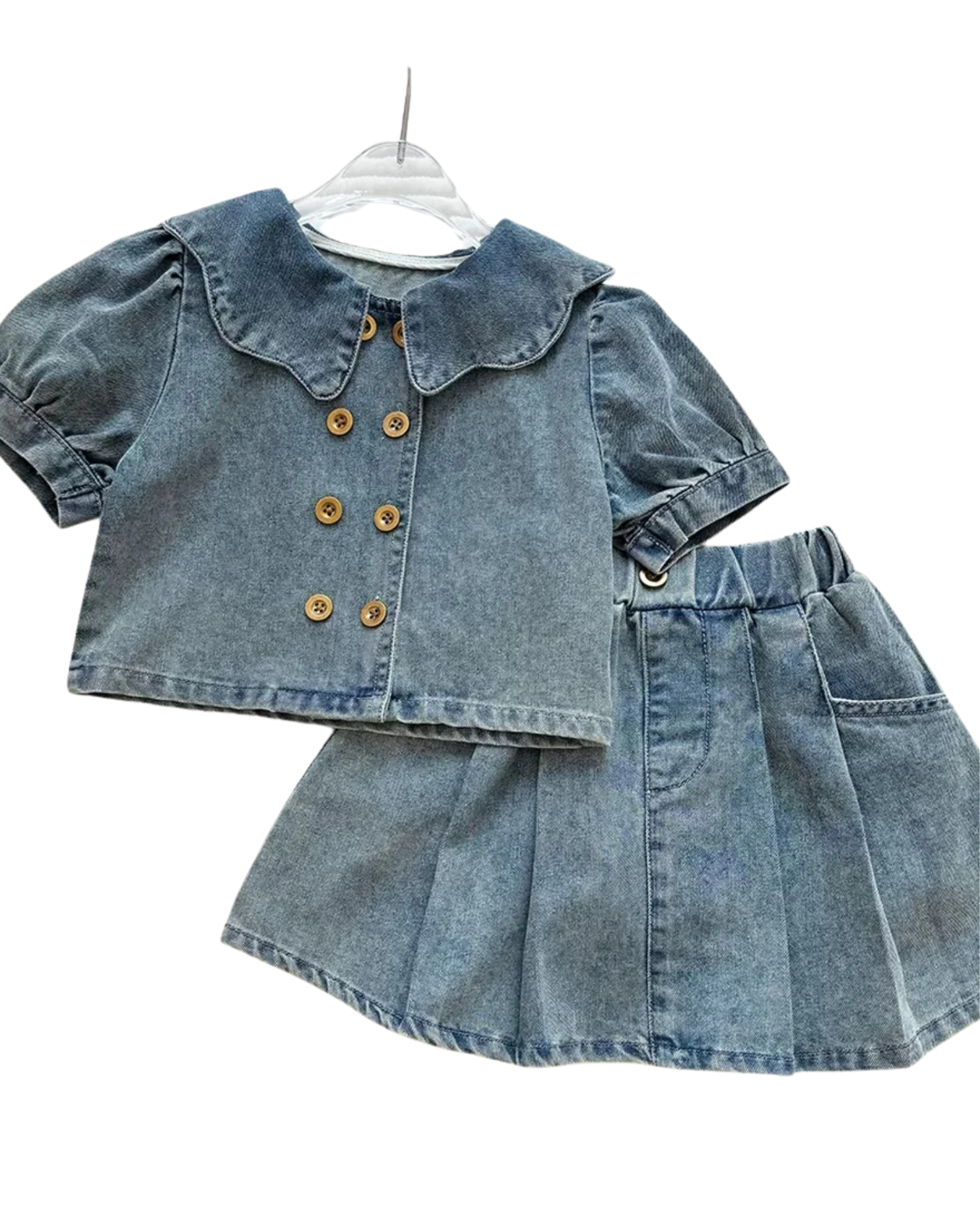 Button-Down Shirt & Skirt Denim Girl's Set