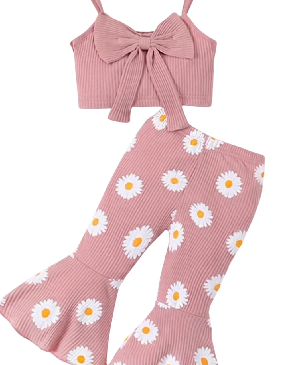 Daisy Girl's Set Print Ribbed Tank & Flared Pants