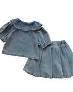 Button-Down Shirt & Skirt Denim Girl's Set