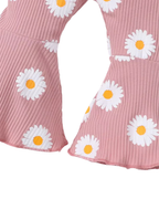 Daisy Girl's Set Print Ribbed Tank & Flared Pants