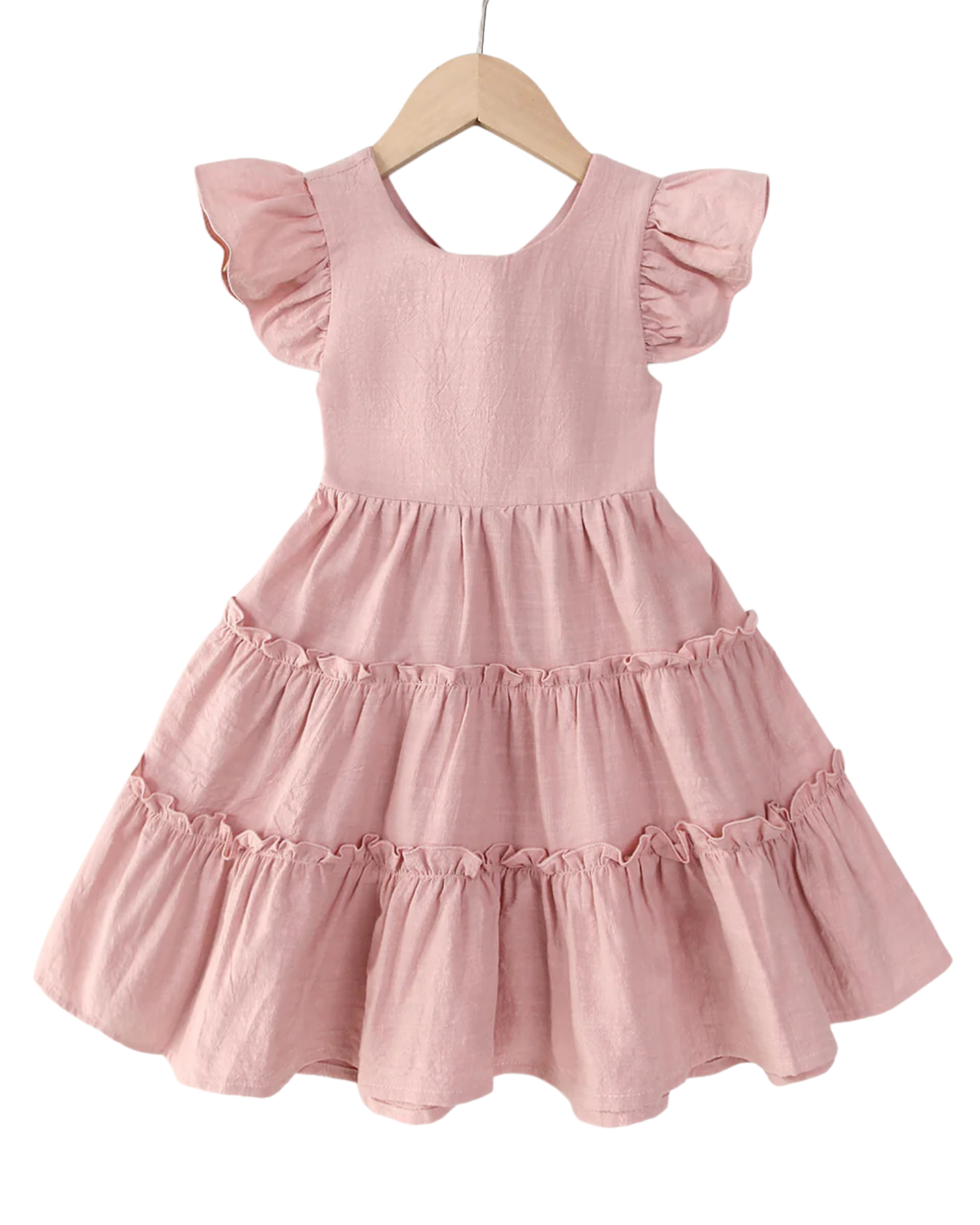Little Sunshine Tiered Flutter-Sleeve Dress