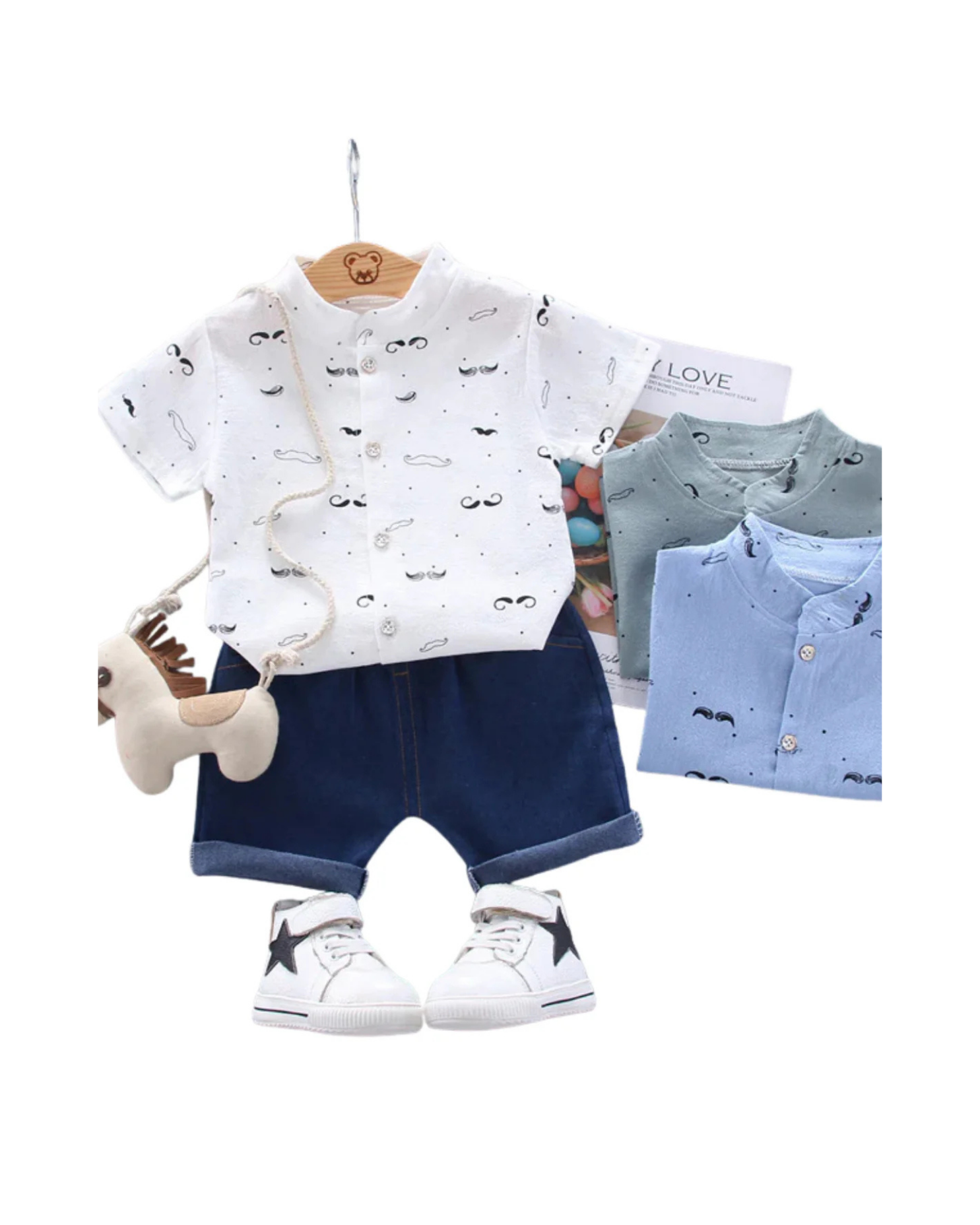 Gentleman Mustache Print Boy's Set