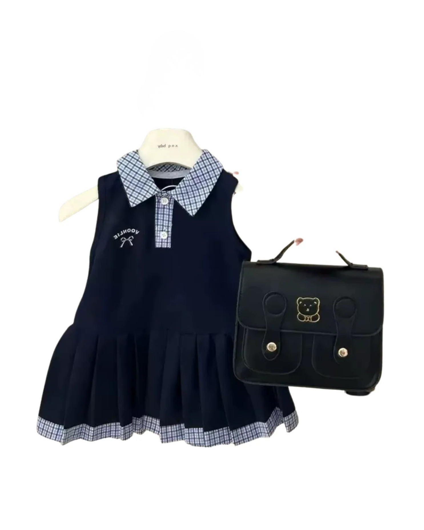 Classic Plaid Collar Pleated Girl Dress