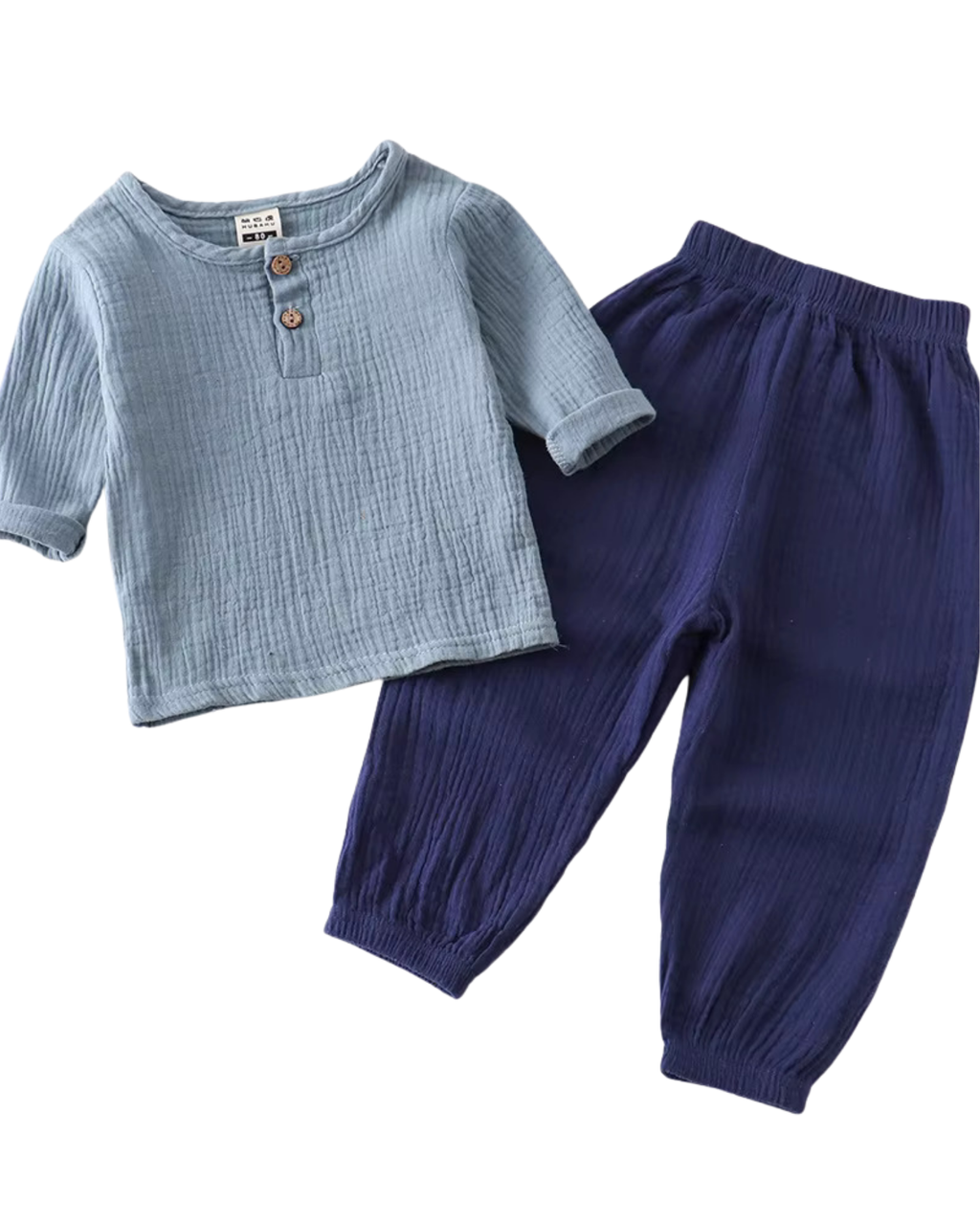 Soft Casual Two-Tone Button-Down Cotton Boy's Set