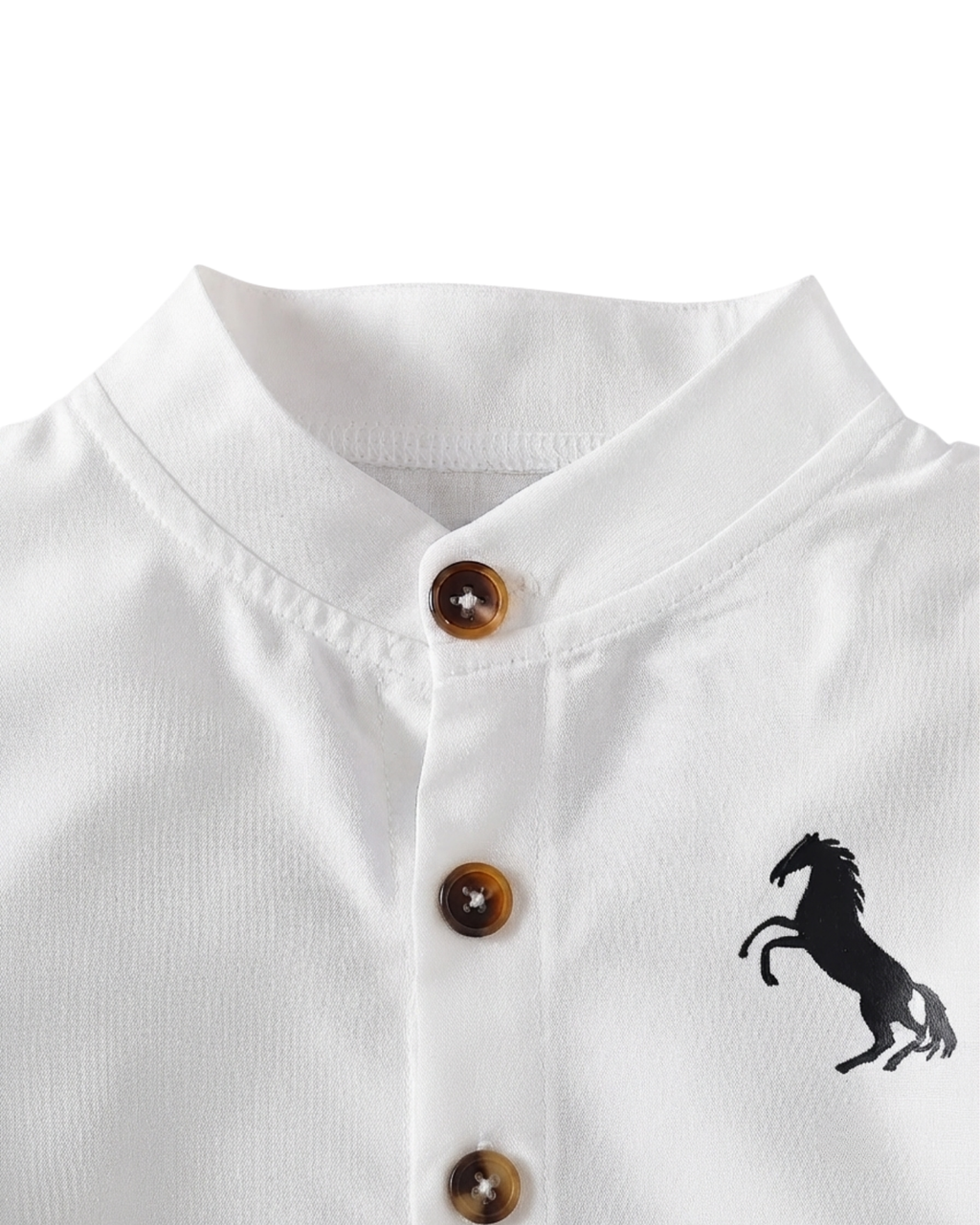 Mandarin Collar Polo & Pinstripe Shorts Boy's Set
