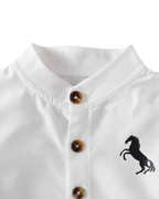 Mandarin Collar Polo & Pinstripe Shorts Boy's Set