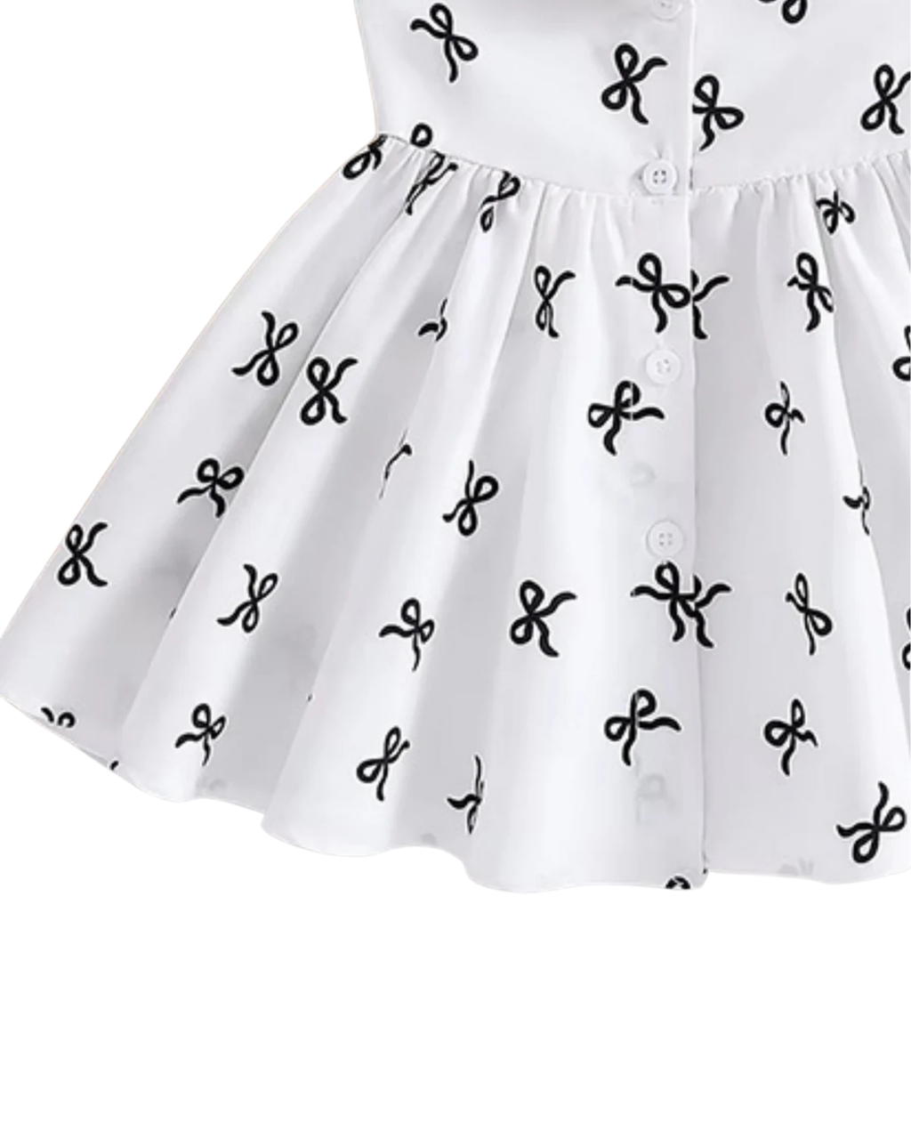 Elegant Ribbon-Print Girl Dress