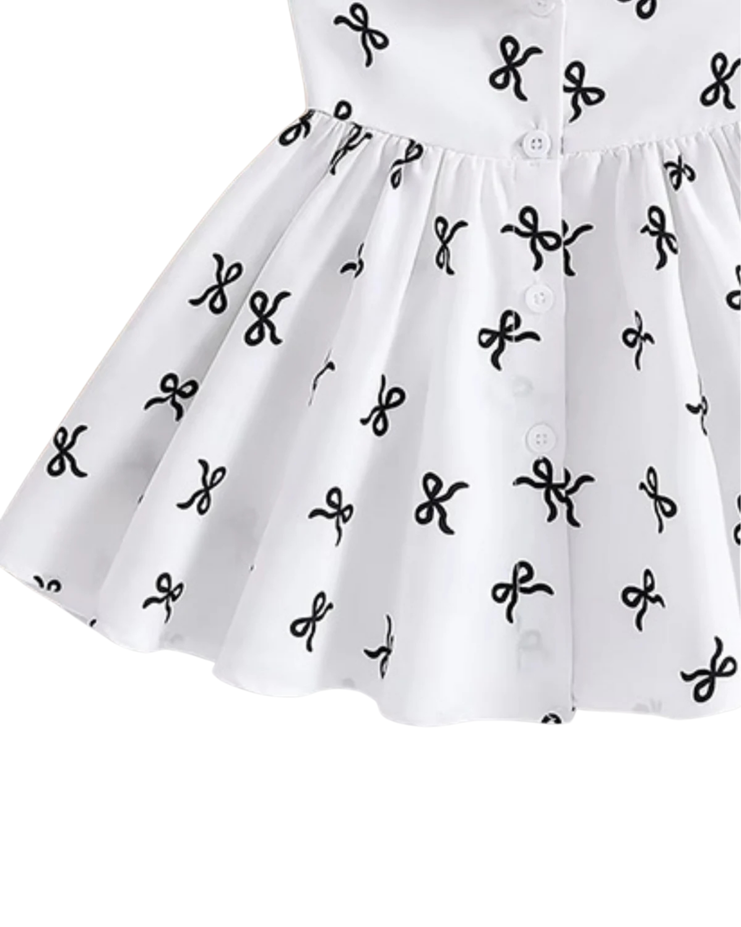 Elegant Ribbon-Print Girl Dress