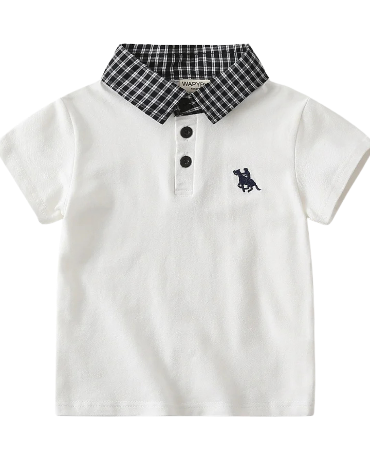 Signature Plaid-Collar Polo Boy's Shirt