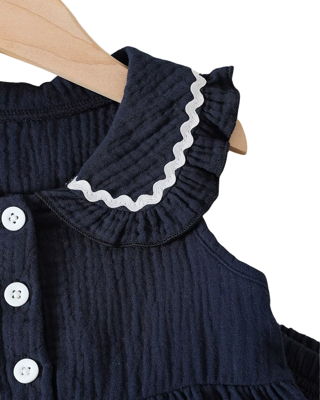 Navy Petal-Collar Peplum & Pant Girl's Set