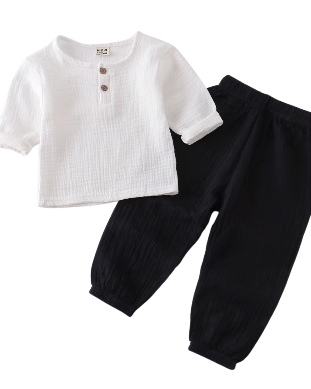 Soft Casual Two-Tone Button-Down Cotton Boy's Set