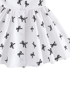 Elegant Ribbon-Print Girl Dress
