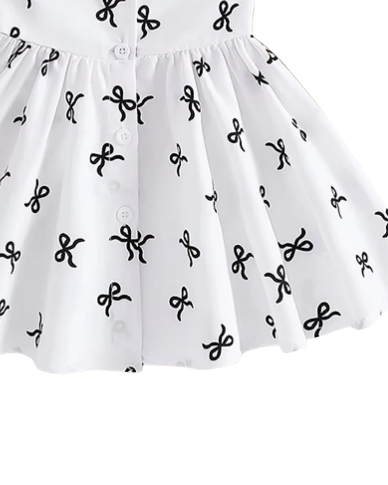 Elegant Ribbon-Print Girl Dress