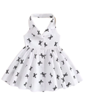Elegant Ribbon-Print Girl Dress