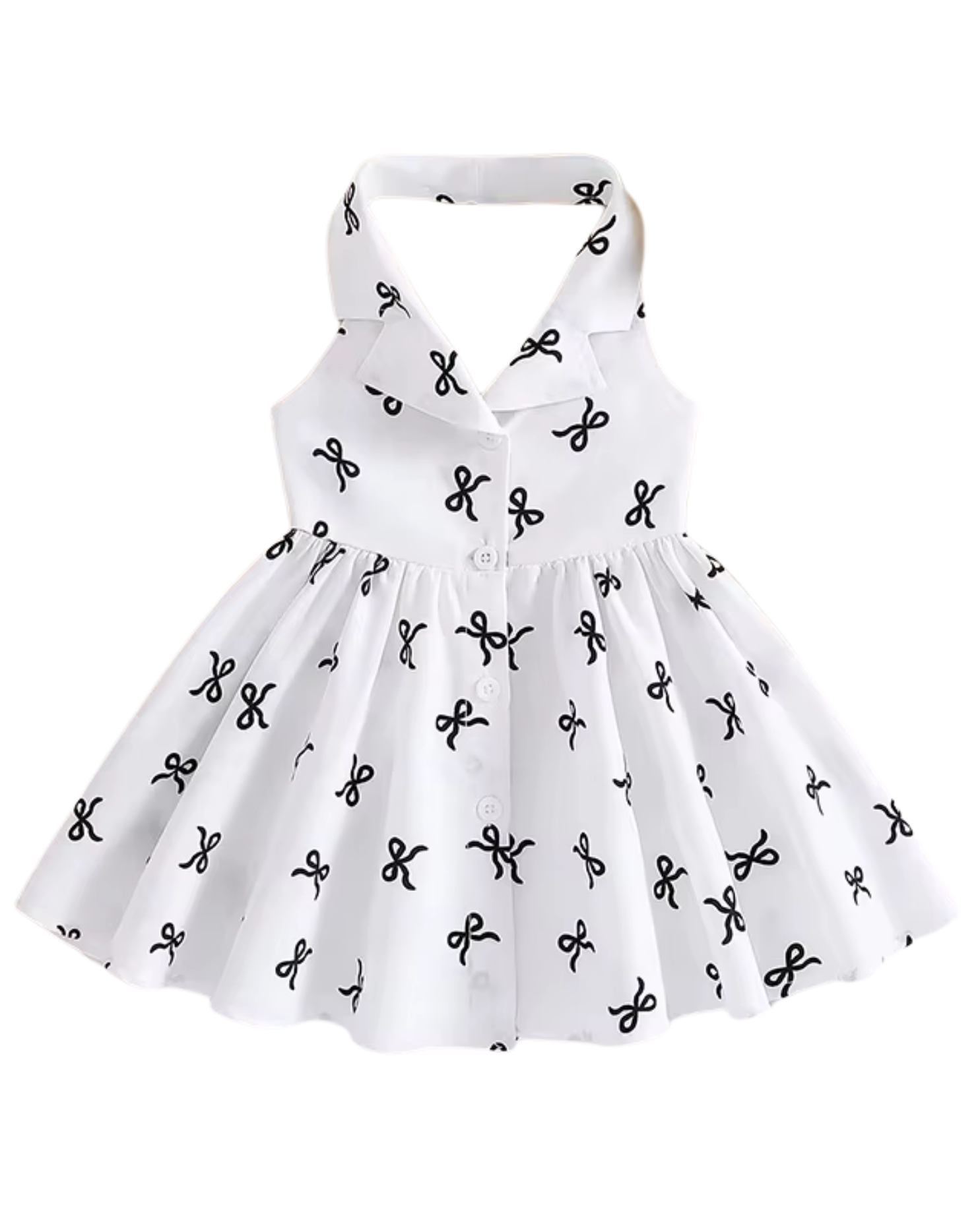 Elegant Ribbon-Print Girl Dress