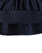 Navy Petal-Collar Peplum & Pant Girl's Set