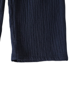 Navy Petal-Collar Peplum & Pant Girl's Set