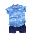 Coastal Breeze Print Button-Down Boy's Set