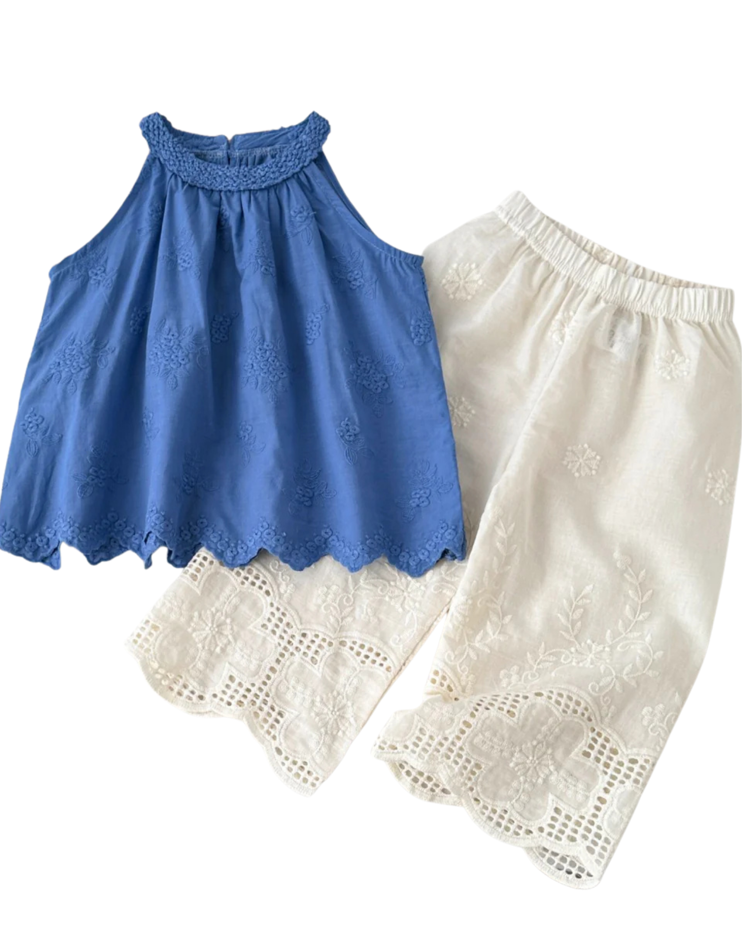 Sleeveless Top & Lace Hem Pant Girl's Set