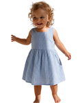 Breathable Blue Gingham Sun-Dress