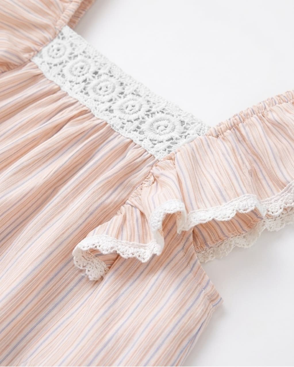 Ruffled Striped Top & Embroidered Shorts Girl's Set